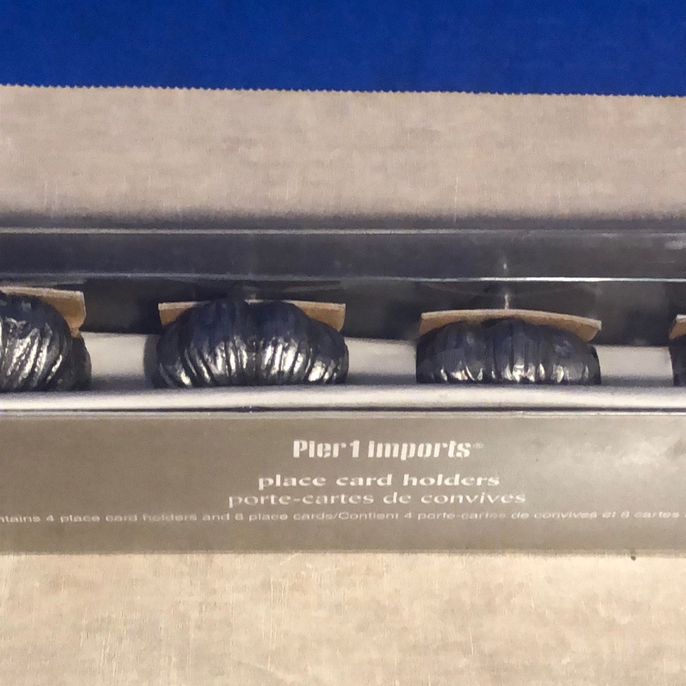 Pier 1 Metal Pumpkin Place Card Holders 4 Holders 8 Cards